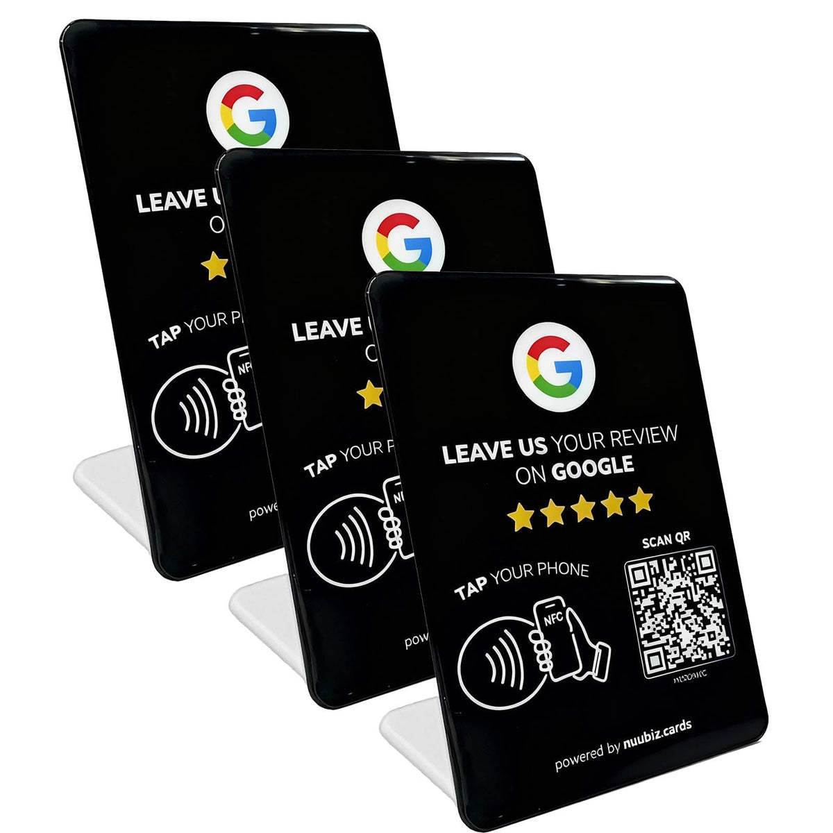 Review Stand for Google with NFC and QR Code (3 PCS), Large: 6.3" × 4.53"