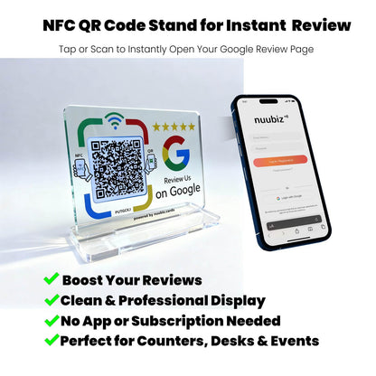 NUUBIZ Review Tap Card Stand, NFC Review Us Sign