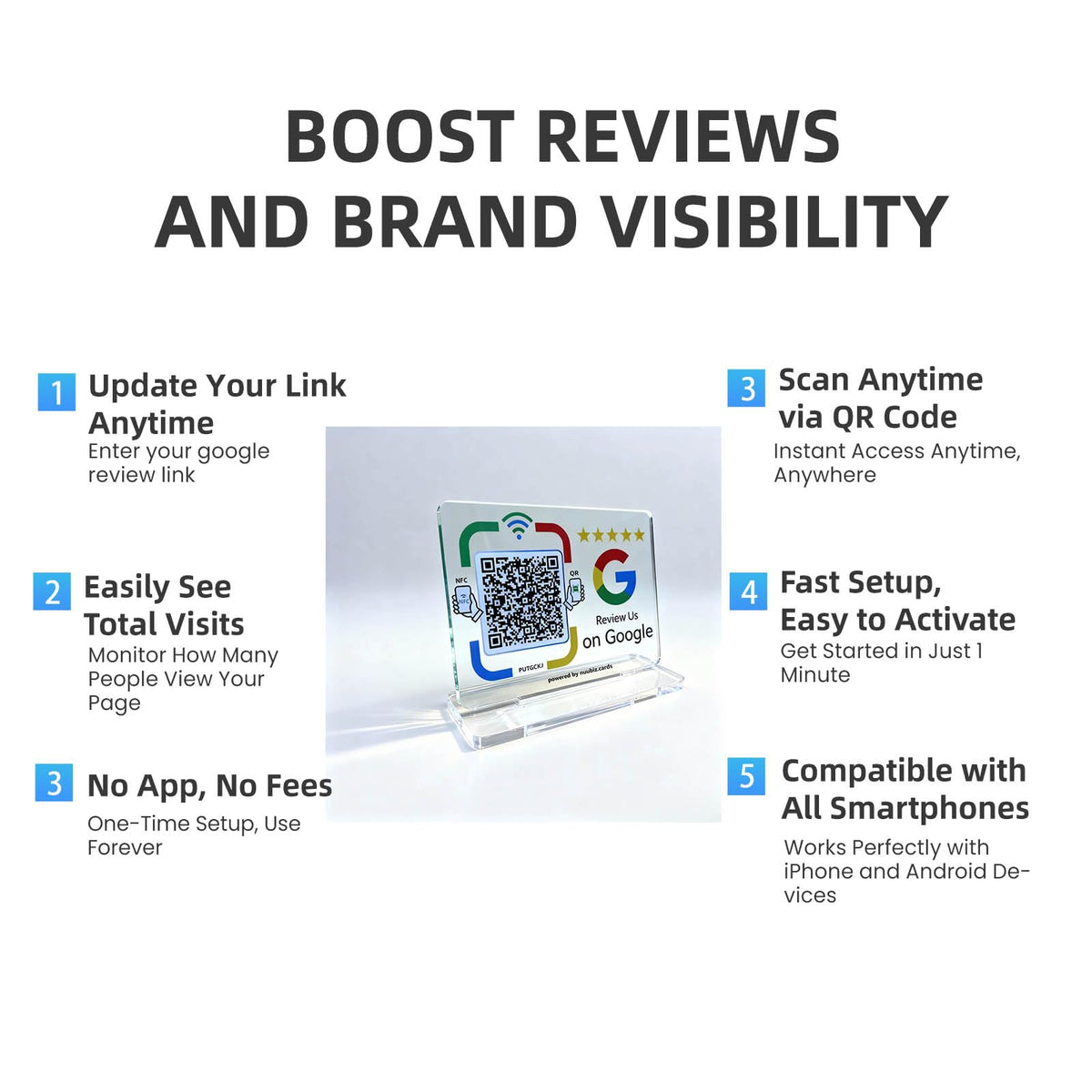 NUUBIZ Review Tap Card Stand, NFC Review Us Sign