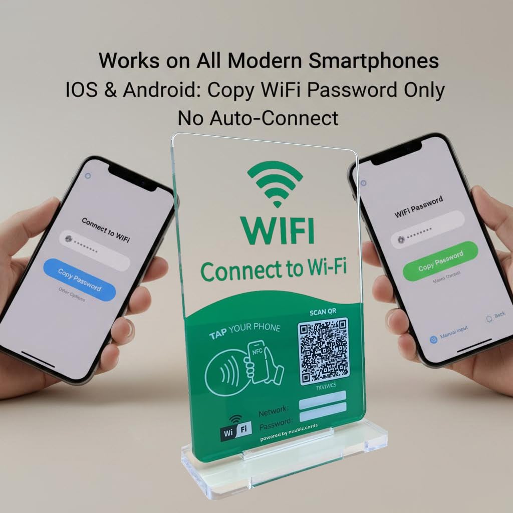 WiFi QR Code Sign for Guests – NFC WiFi Password Display Stand