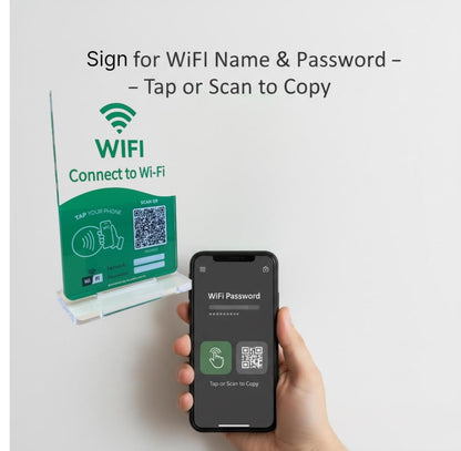 WiFi QR Code Sign for Guests – NFC WiFi Password Display Stand