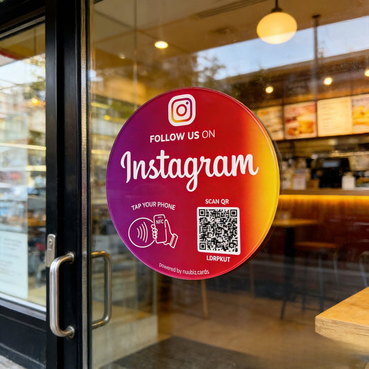Follow Us on Social Media Sign for Instagram, NFC Tap Social Media QR Sign