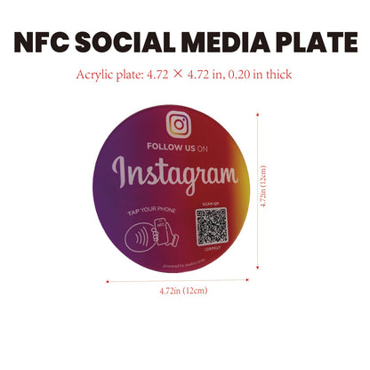 Follow Us on Social Media Sign for Instagram, NFC Tap Social Media QR Sign