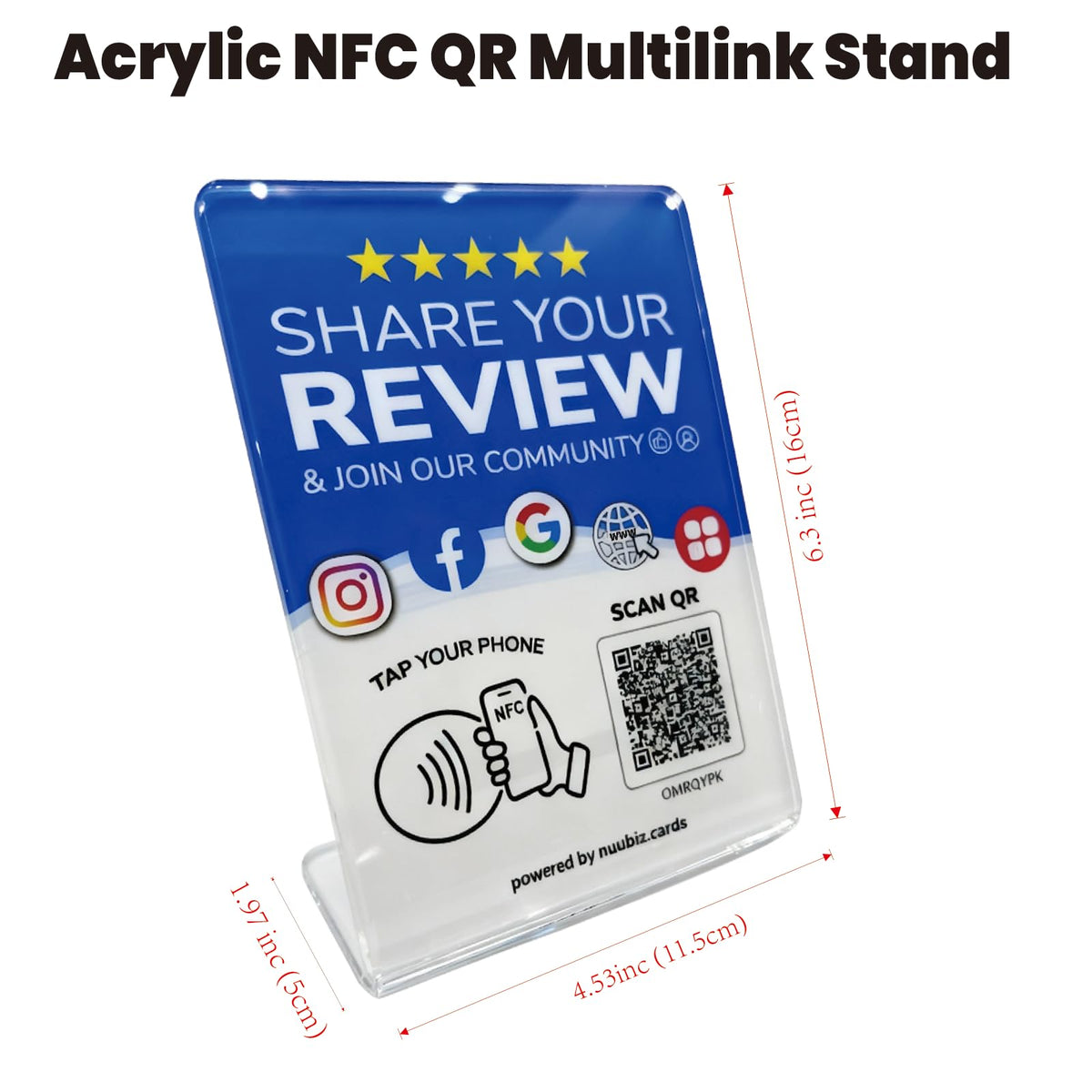 Multi-Link Review Stand for Google & Follow Us Sign for Instagram, Facebook