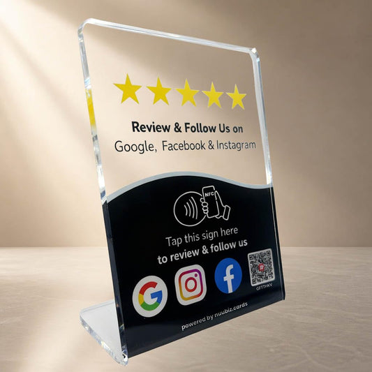 Google Review Stand & Social Media Link Hub with NFC and QR Code