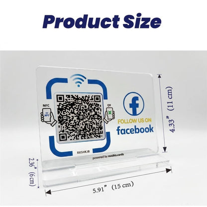 NUUBIZ Social Media QR Code Stand for Facebook, NFC Tap to Follow Us Sign