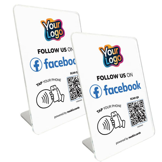 NUUBIZ Custom Follow Us on Social Media Sign for Facebook (2 Pack)