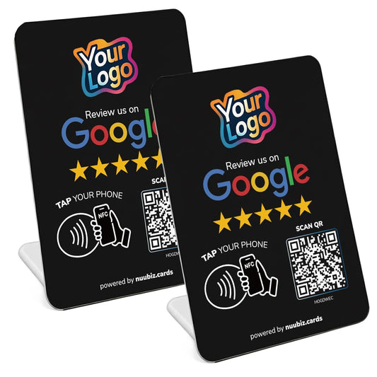 NUUBIZ Custom Review Tap Card Stand for Google with NFC & QR (2 Stand)