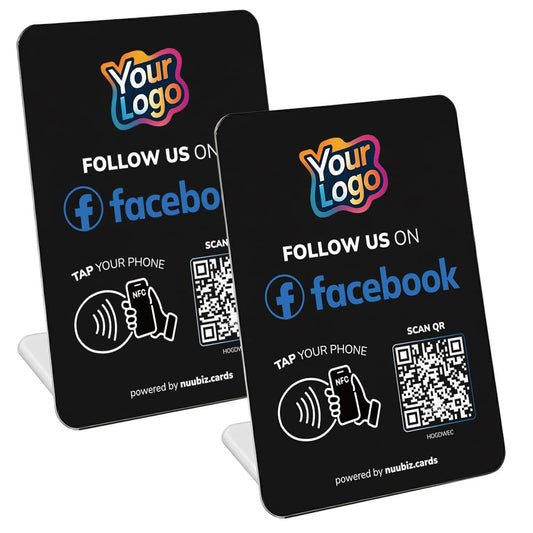 NUUBIZ Custom Follow Us on Social Media Sign for Facebook (2 Pack), Black