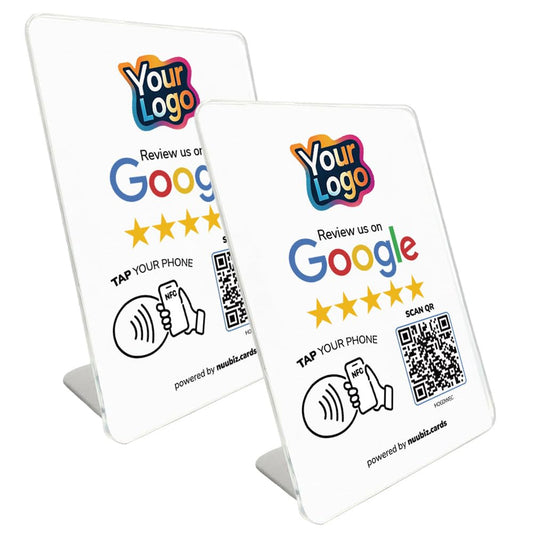 NUUBIZ Custom Review Tap Card Stand for Google with NFC & QR(2 PCS)