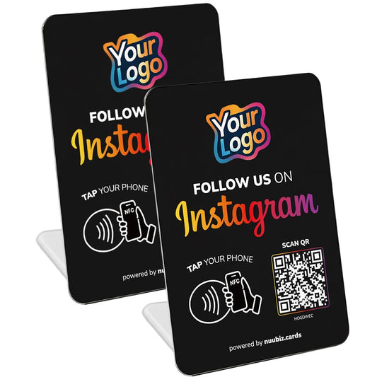 NUUBIZ Custom Follow Us on Social Media Sign for Instagram (2 Pack), Black