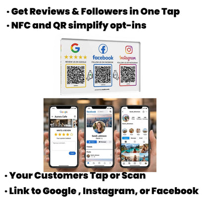 NUUBIZ Review Plate for Google, Social Media Sign for Instagram & Facebook