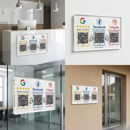 NUUBIZ Review Plate for Google, Social Media Sign for Instagram & Facebook