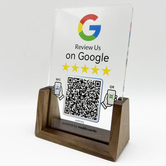 NFC Review Stand for Google, Tap to Review Us Sign with QR Code