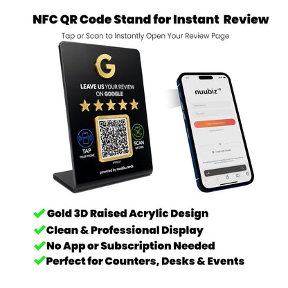 NFC Review Tap Stand for Google with QR Code,Lager Size: 6.3" *4.45"