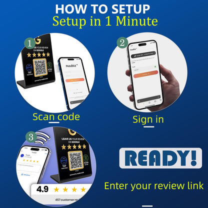 NFC Review Tap Stand for Google with QR Code,Lager Size: 6.3" *4.45"