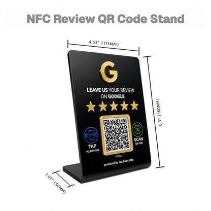 NFC Review Tap Stand for Google with QR Code,Lager Size: 6.3" *4.45"