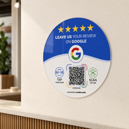 NFC Review Tap Card Plate for Google, for Business Counter, Door & Wall
