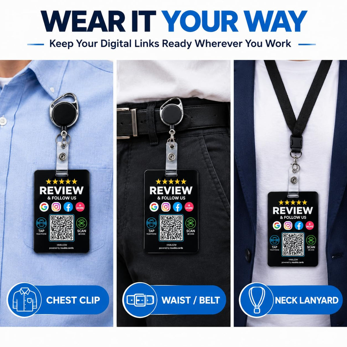 Wearable Multi-Link Google Review & Social Media Card