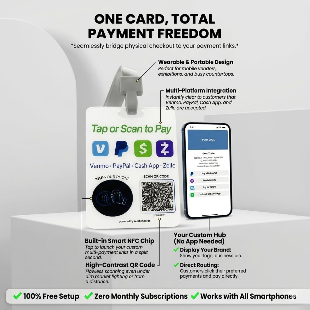 Multi-Link Payment Badge for Venmo, Cash App, Zelle & PayPal